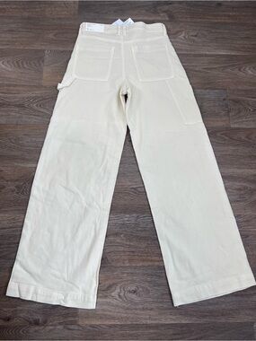 American Eagle Outfitters Cream High-Rise Baggy Wide Leg Jeans/A430